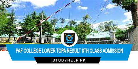 PAF College Lower Topa Result 2024 8th Class Admission