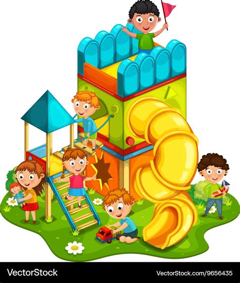 Kids playing at the park Royalty Free Vector Image