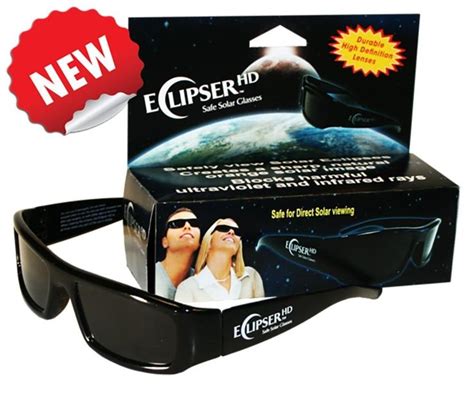 the eclipse sunglasses are black and have polarized lenses on each side ...