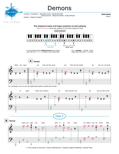 Piano sheet music Demons (Imagine Dragons) | Noviscore sheets