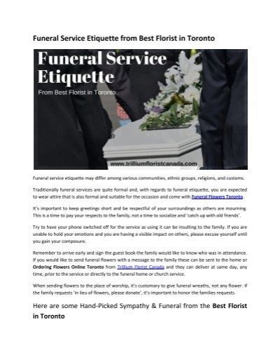 Funeral Service Etiquette from Best Florist in Toronto