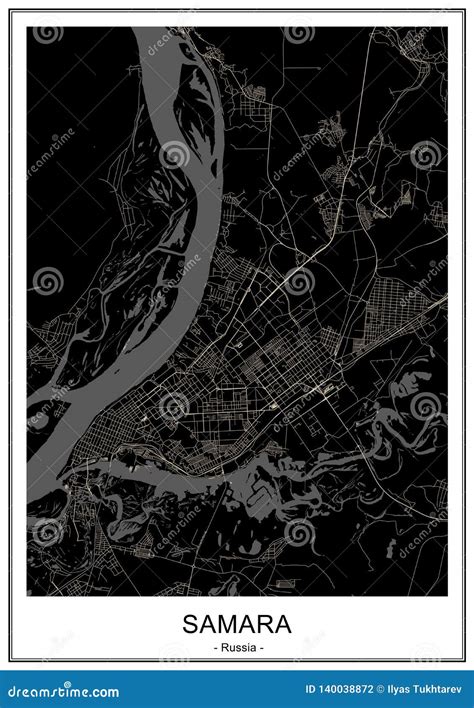 Map of the City of Samara, Russia Stock Illustration - Illustration of ...