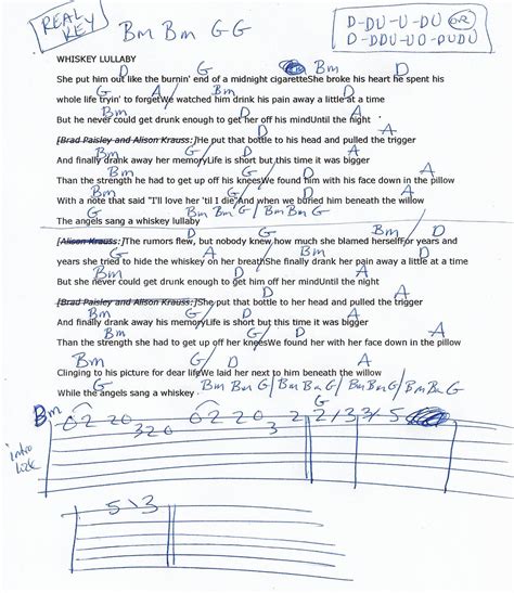 Whiskey Lullaby (Brad Paisley/Allison Krauss) Guitar Chord Chart in Bm ...