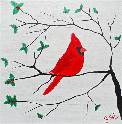 Christmas Cardinal Painting by JoNeL Art - Fine Art America