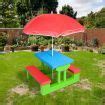 Kids Picnic Table Outdoor Multi-Colour Set with Umbrella