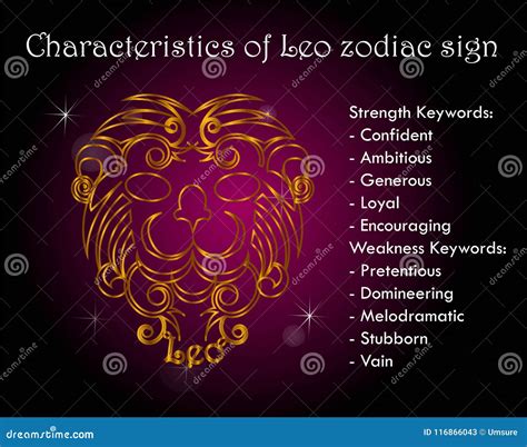 Characteristics of Leo Zodiac Sign Stock Vector - Illustration of ...