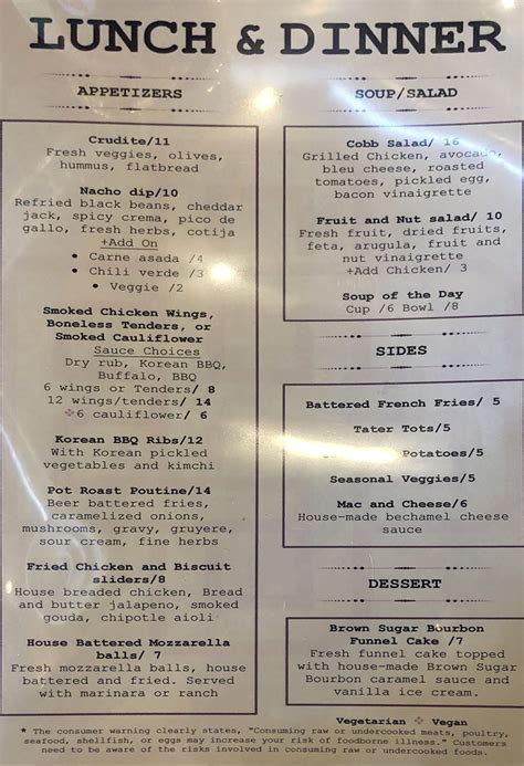 Brickyard Bar menu – SLC menu