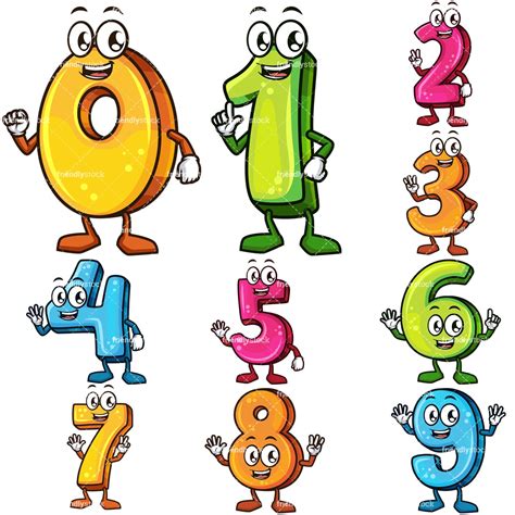 Cute Cartoon Numbers Clipart Vector Collection - FriendlyStock