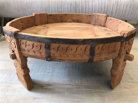 Rustic Handmade Round Wooden Coffee Table 29W X 12H