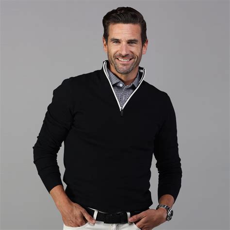 Black with White Trim Luxury Touch Cotton and Cashmere Quarter Zip Swe ...