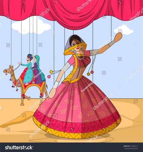 Vector Design Colorful Rajasthani Puppet Doing Stock Vector 419892217 ...