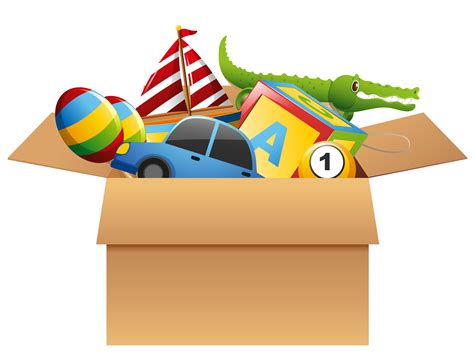 Many toys in brown box 370491 Vector Art at Vecteezy