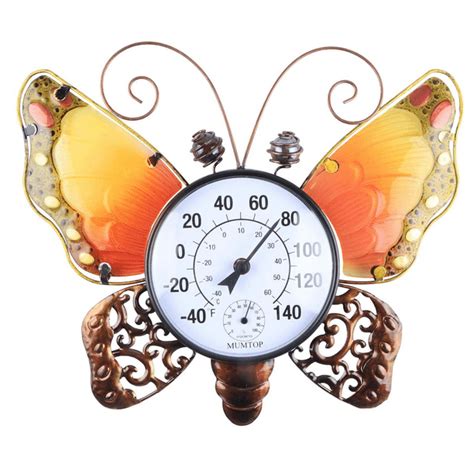 WONDER garden Thermometer Indoor Outdoor Patio Butterfly decor Waterproof Wall-Mounted ...