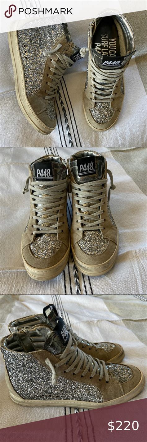 P448 Silver glitter high top sneakers 39! | High top sneakers, Top ...