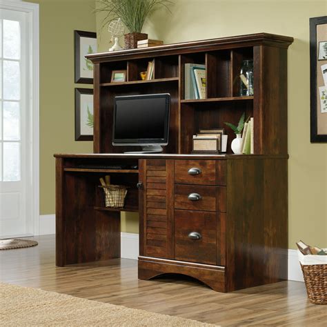 Sauder Harbor View Computer Desk With Hutch, Curado Cherry Finish ...