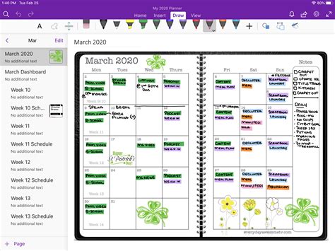 OneNote Planning | Weekly planner template, One note microsoft, Agenda template