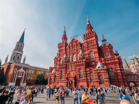 Moscow, Russia - 9 September 2018 : Crowds of Walking People, Tourists in Downtown of Moscow ...