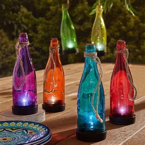 Pre-Lit Glass Bottles, Set Of 6 | Colored glass bottles, Glass bottles, Bottle