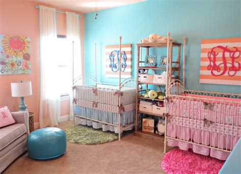 Coral & Teal: Boy & Girl Twin Nursery - Project Nursery