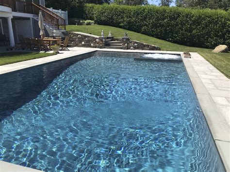 Corner Spa Gunite Pool Blue Ice Patio in Shelter Island – Patricks Pools | Long Island, NY pool ...