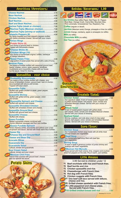 El Grand Patron Mexican Restaurant menu in Sandusky, Ohio, USA