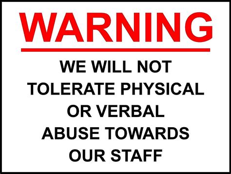 Amazon.com: We Will Not Tolerate Abuse Towards Our Staff, Shop Warning ...