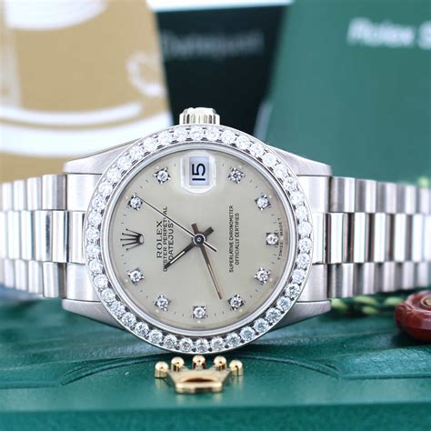 Rolex President Midsize Original Diamond Dial White Gold 31MM Automati