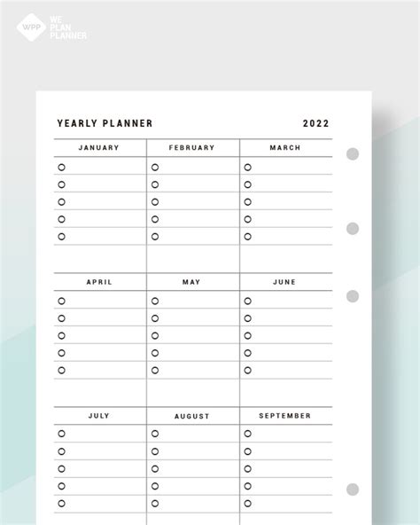 Printable 2022-2023 Yearly Overview Planner Yearly Checklist - Etsy