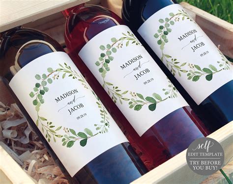 Greenery Wedding Wine Label Printable Wine Label Editable | Etsy | Diy ...