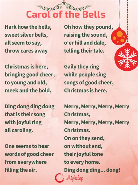 Carol of the bells lyrics christmas carol – Artofit