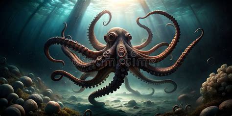 Kraken a Giant Octopus Emerging from the Depths Dark Concept Creative ...