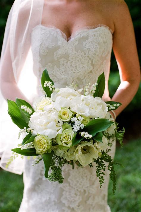 Hydrangea and Lily of the Valley Wedding Bouquet Fern Bouquet, Greenery ...