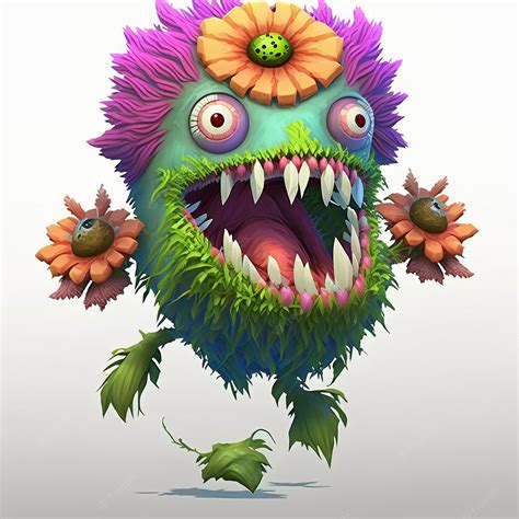 Premium Photo | In game single monster design flower shape cartoon ...