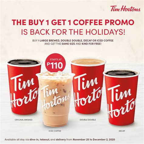 Tim Hortons Buy 1 Get 1 Coffee | Manila On Sale