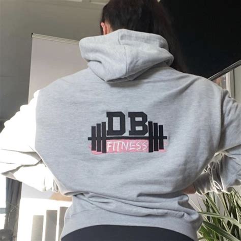 DB Fitness Pull Over Hoodie – Grey With Pink Logo – DB Fitness