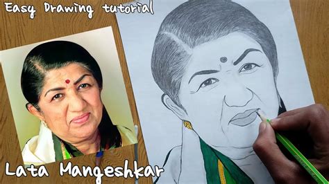 How to Draw Lata Mangeshkar |Lata Mangeshkar sketch step by step|Lata ...