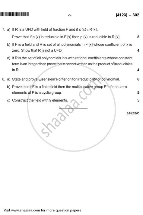 Ring Theory 2011-2012 M.Sc Mathematics Semester 3 question paper with PDF download | Shaalaa.com