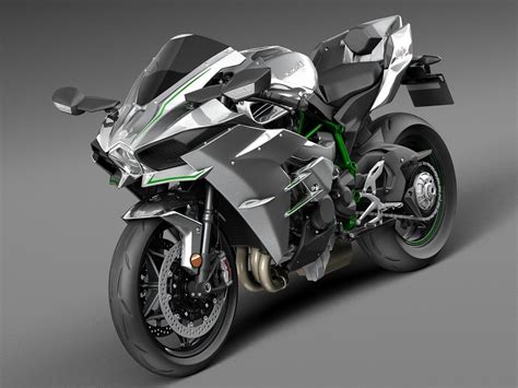 Kawasaki Ninja H2R 2015 3D Model MAX OBJ 3DS FBX C4D LWO LW LWS ...