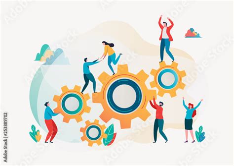 Team building and business peoples success together teamwork concept Stock Vector | Adobe Stock