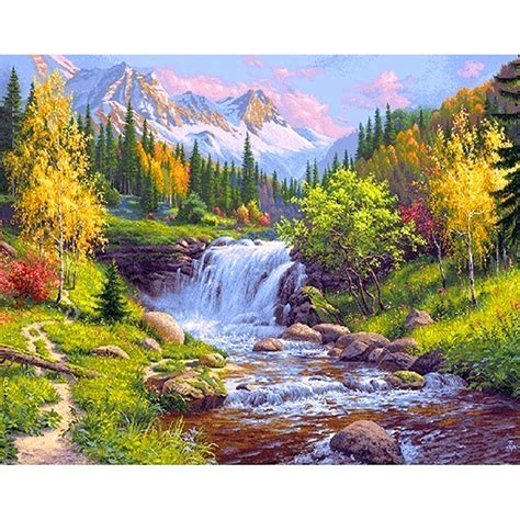 Painting Mountain Stream - Diamond Painting House