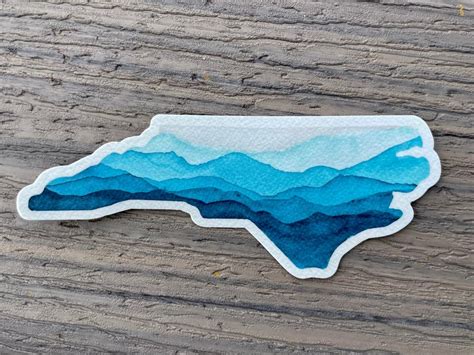 North Carolina State Outline Decal NC With Blue Ridge Mountains Vinyl Sticker Waterproof for Car ...