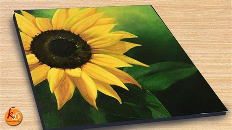 Easy Sunflower Painting using Acrylic / Acrylic painting for beginners ...