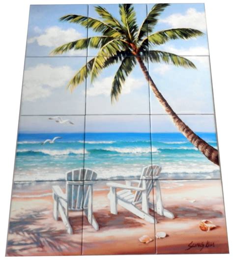 Hidden Beach-SK - Tile Mural | Pool art, Beach theme kitchen, Beach scenes