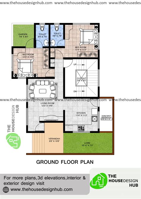 2 BHK House Plan in 1350 Sq Ft | Unique house plans, Little house plans ...