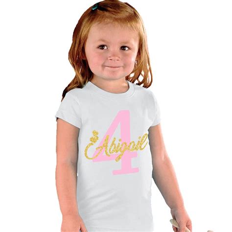 Personalized Birthday Girl T-shirt Glitter Gold Name and Pink - Etsy