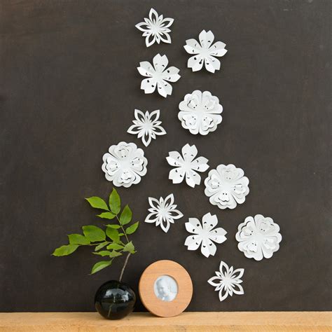 White Flower Wall Decor White Blossoms Pop-up Set of 12