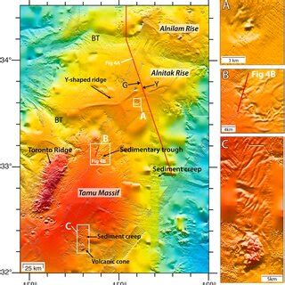 Shaded relief bathymetry map of Ori Massif, Helios basin and northern ...