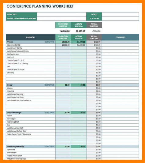 Event Planning Template Excel Free