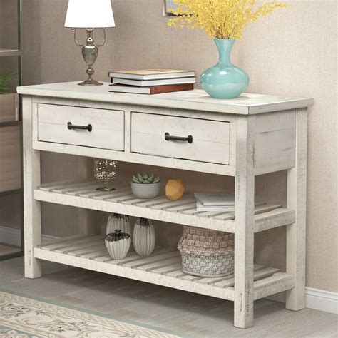 Entryway Table with Drawer, Premium Solid Wood Console Table with 2 ...