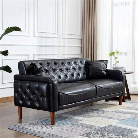 Black Tufted Sofa Leather | Cabinets Matttroy